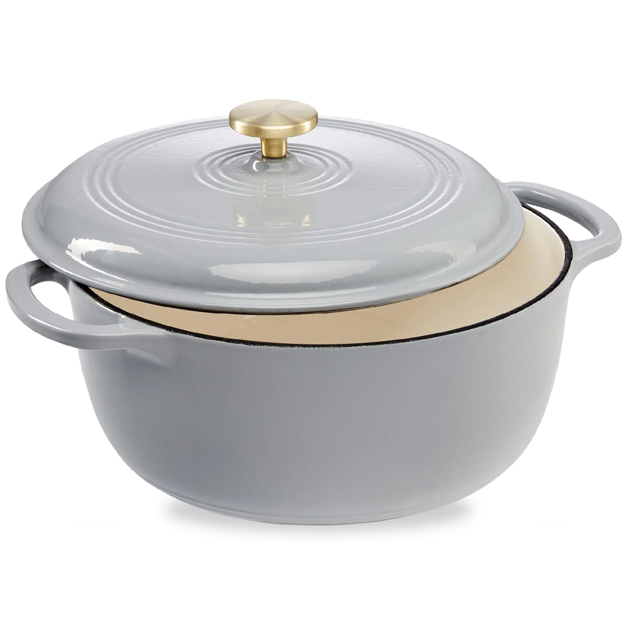 Best Choice Products 7.5 Quart Enamel Cast-Iron Dutch Oven with Lid, French Gray