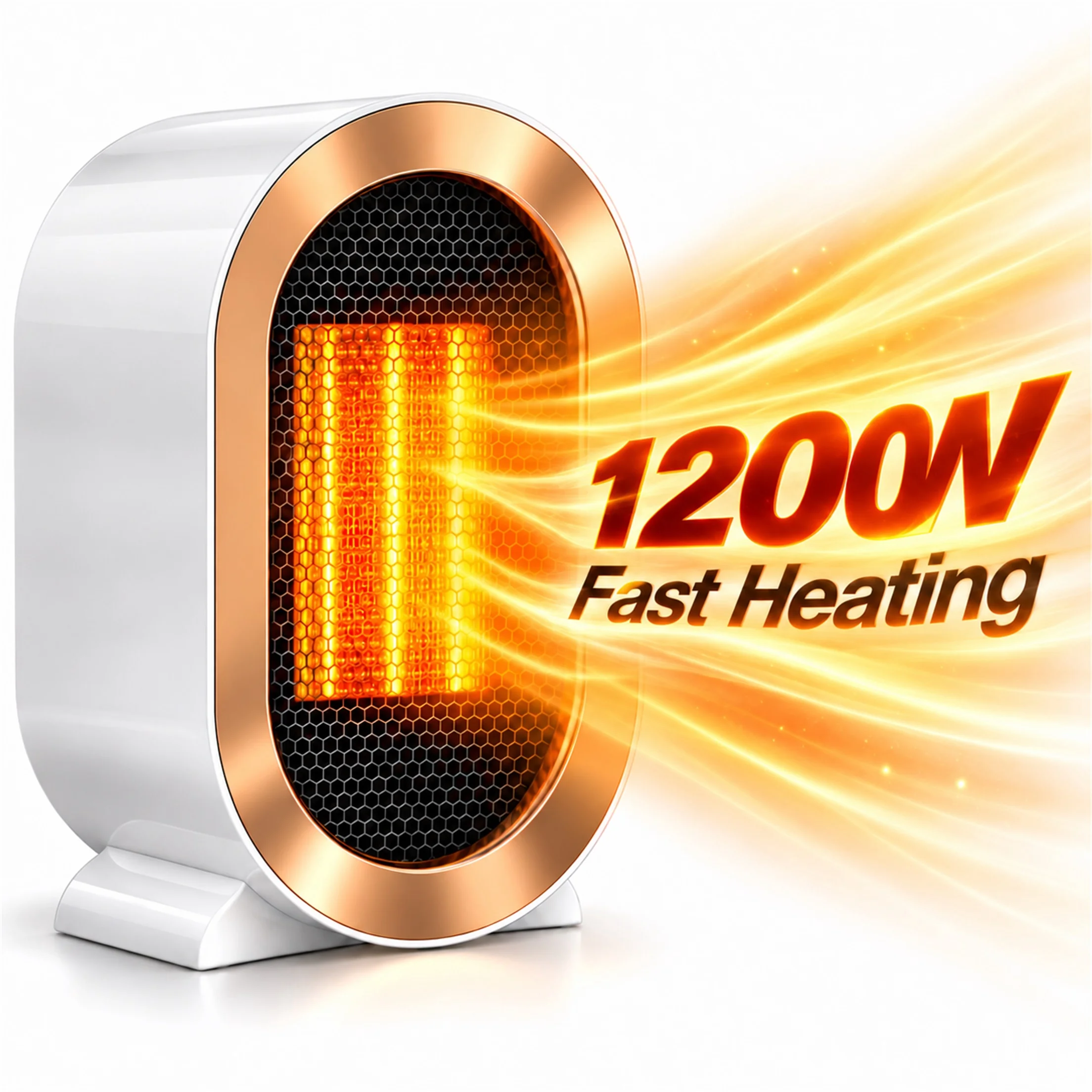 1200W Portable PTC Ceramic Space Heater with Tip-Over and Overheat Protection, White
